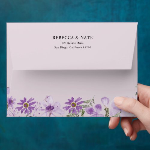 Elegant Purple Lavender Florals 5x7 Card Envelope