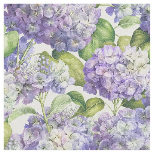 Elegant Purple Lavender Hydrangea Floral Pattern Fabric | Zazzle