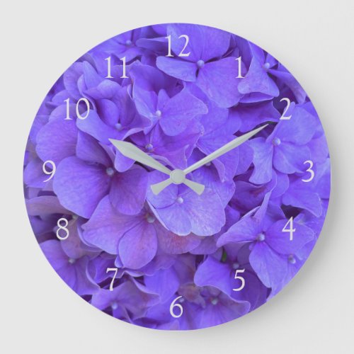 Elegant purple lavender lilac floral hydrangeas  large clock