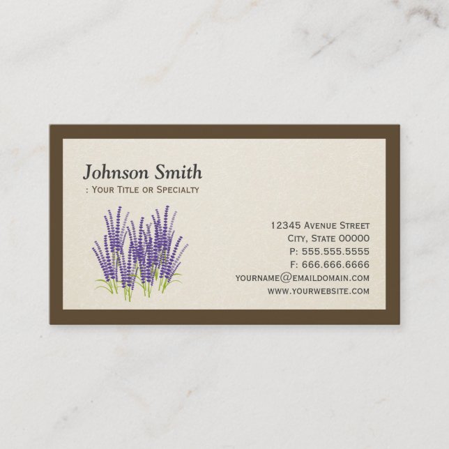 Elegant Purple Lavender - Modern Stylish Business Card (Front)