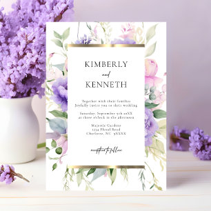 Elegant Purple Lavender Pink Floral Wedding Invitation