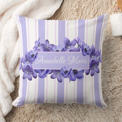 Elegant Purple Lavender Pretty Flowers Custom Throw Pillow