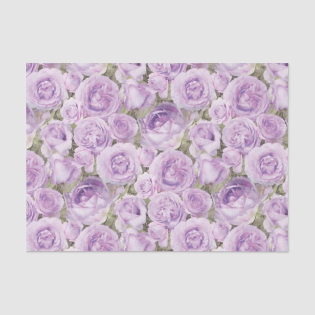 Elegant Purple Lavender Rose Floral Decoupage Tissue Paper (Front)