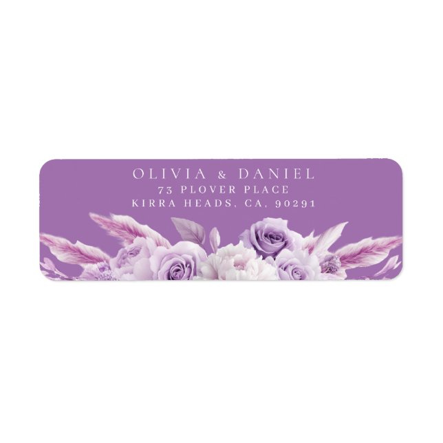 Elegant Purple Lavender Wedding Return Address Label (Front)