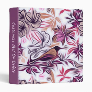 Elegant Purple Lilac Abstract Floral Watercolor 3 Ring Binder