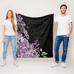 Elegant Purple Lilac Botanical Floral Cozy Fleece Blanket