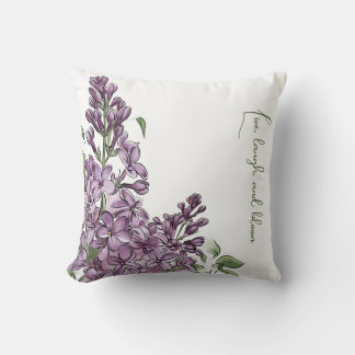 Elegant Purple Lilac Botanical Floral Outdoor Pill Throw Pillow