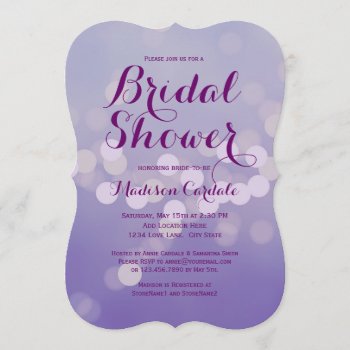 Elegant Purple Lilac Bridal Shower Invitations by CustomWeddingSets at Zazzle