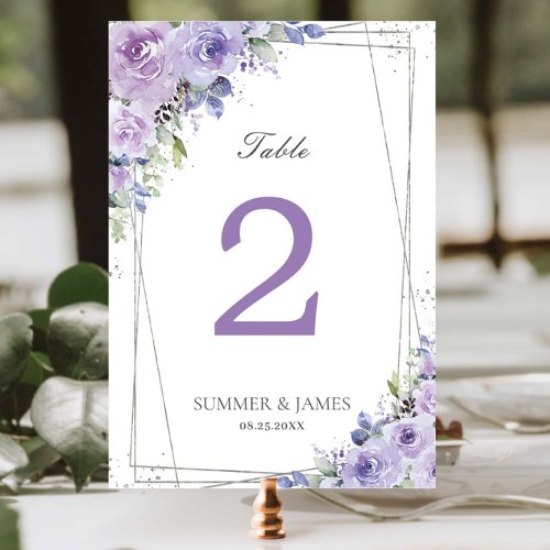 Elegant Purple Lilac Floral Silver Wedding Bridal