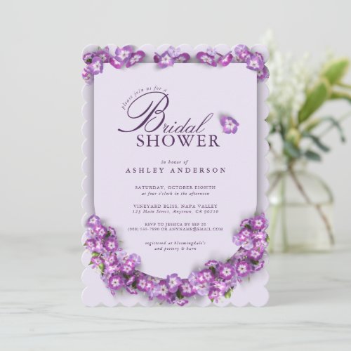 Elegant Purple Lilac I Arch Floral Bridal Shower Invitation