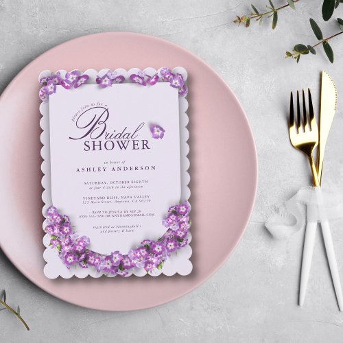 Elegant Purple Lilac I Arch Floral Bridal Shower Invitation