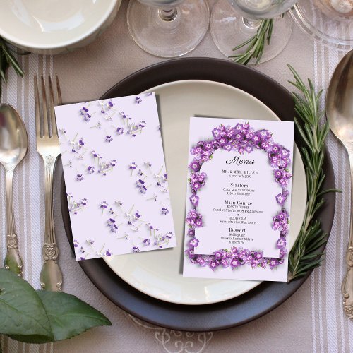 Elegant Purple Lilac I Arch Floral Wedding Menu