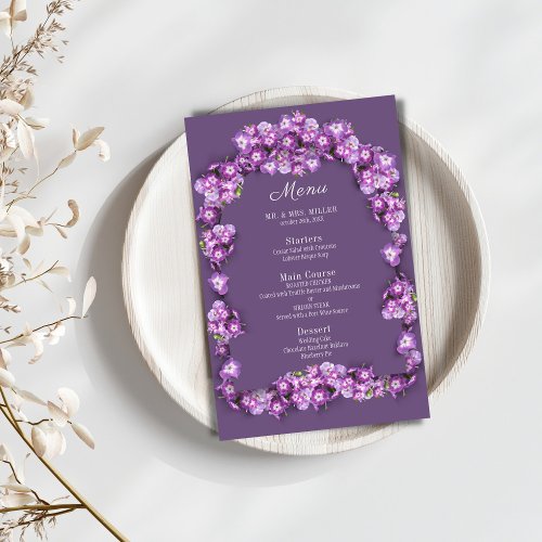 Elegant Purple Lilac I Arch Floral Wedding Menu