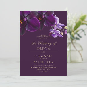 Elegant Purple Lilac Orchid Flowers Wedding Invitation