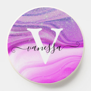 Elegant Purple Lilac Paint Glitter Rain Sparkling PopSocket