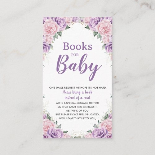 Elegant Purple Lilac Pink Floral Books for Baby  Enclosure Card