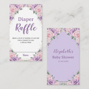 Elegant Purple Lilac Pink Floral Diaper Raffle Enclosure Card