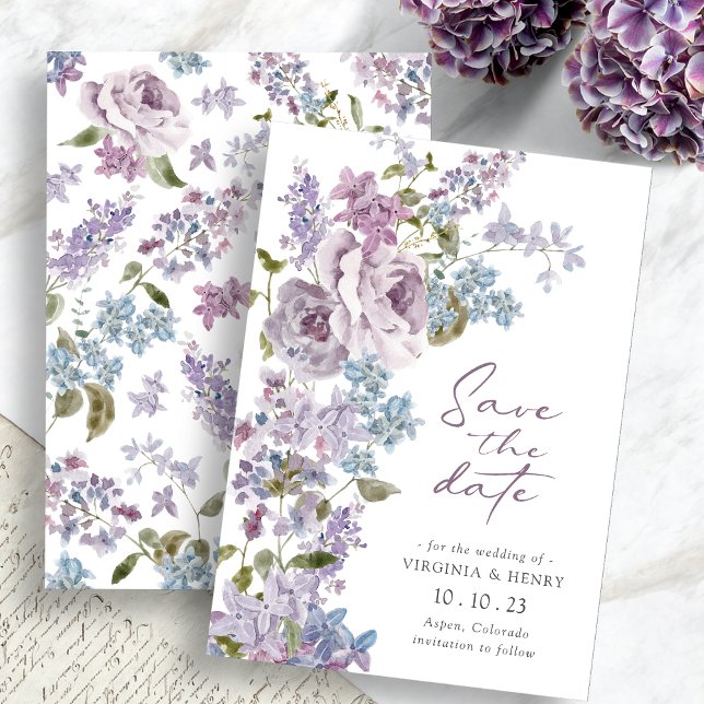 Elegant Purple Lilac Save The Date (Elegant Purple Lilac Save The Date by Painted Paperie
)