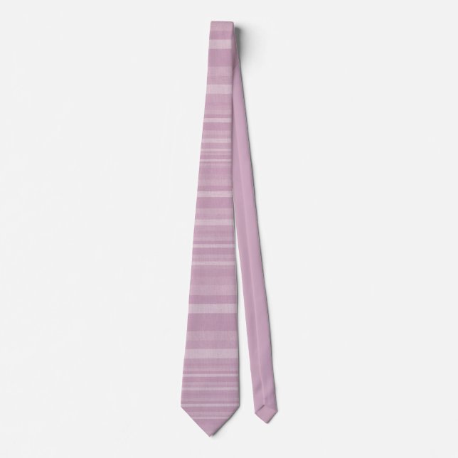 Elegant Purple Lilac Striped Pattern Men's Neck Tie (Front)