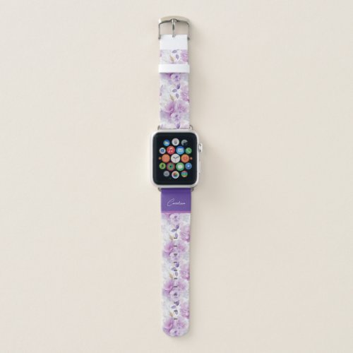 Elegant purple lilac watercolor floral design apple watch band