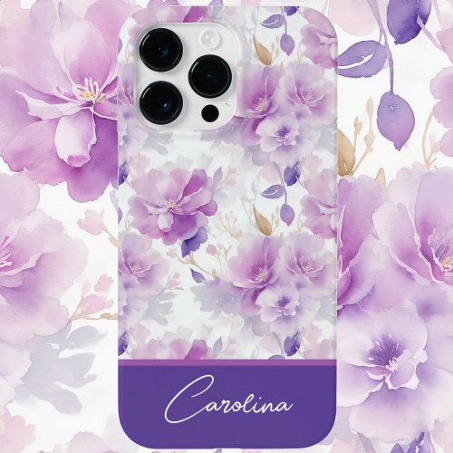 Elegant purple lilac watercolor floral design Case_Mate iPhone 14 pro max case