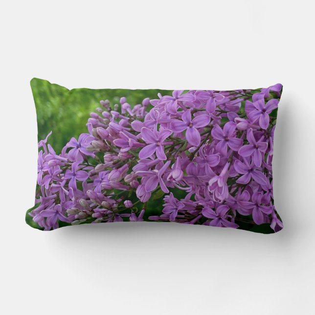 Elegant purple lilacs romantic purple floral lumbar pillow (Front)