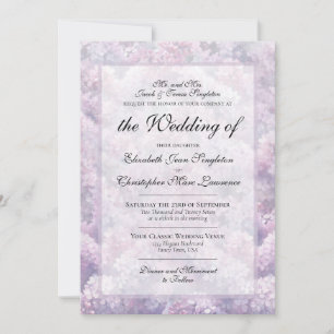 Elegant Purple Lilacs Watercolor Formal Wedding Invitation