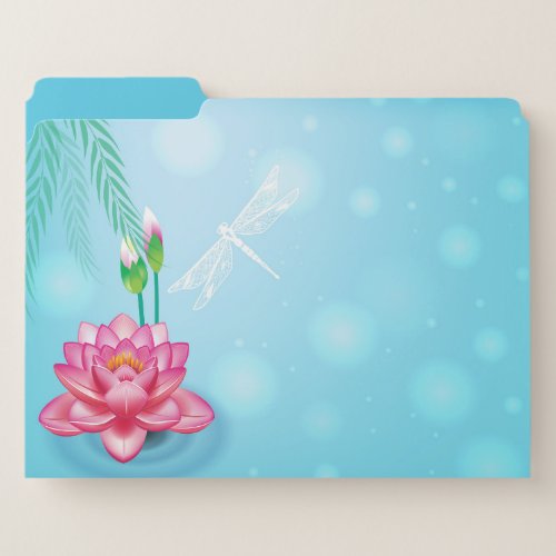 Elegant Purple Lotus Flower Dragonfly Zen Yoga Fil File Folder