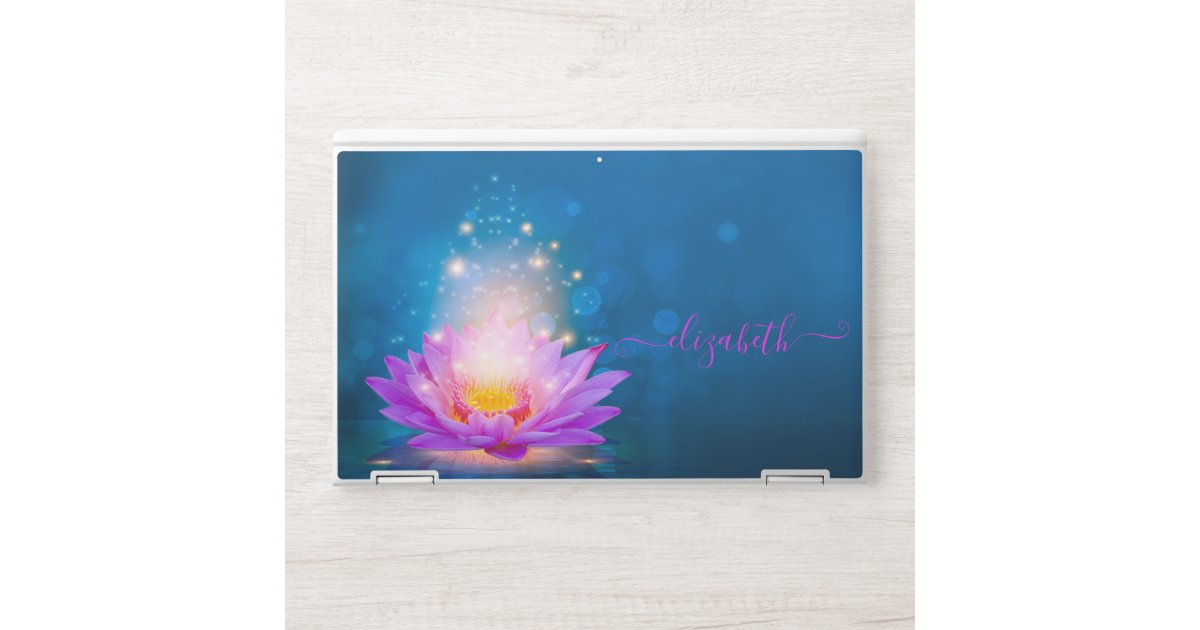 Elegant Purple Lotus Lake Blue Personalized HP Laptop Skin | Zazzle