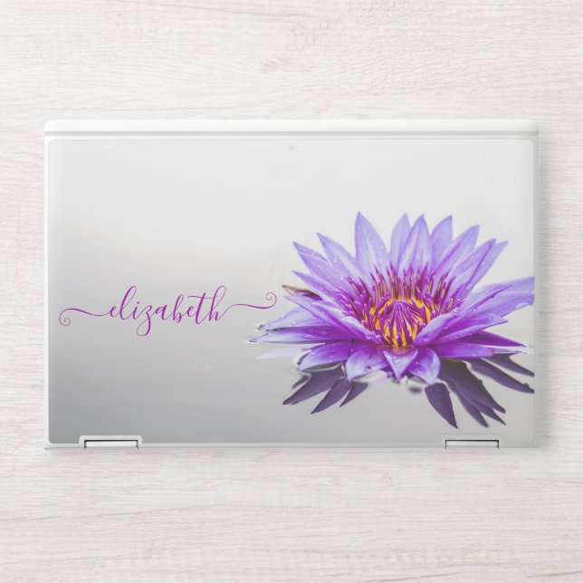 Elegant Purple Lotus Lake Personalized HP Laptop Skin (Front)