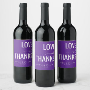 Elegant Purple Love Thanks Wine Label