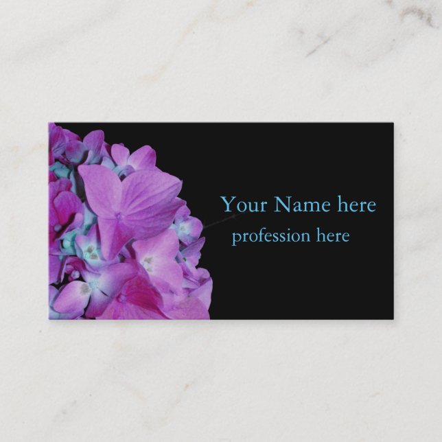 Elegant purple Magenta flower Hydrangea Business Card (Front)