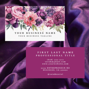 Elegant Purple Magenta Flowers Business Cards