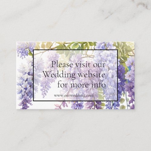 Elegant purple magenta watercolor wisteria floral  enclosure card