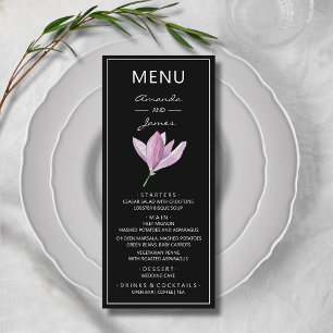 Elegant Purple Magnolia Watercolor Wedding Menu