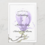 Elegant Purple Magnolia Wedding Menu<br><div class="desc">Elegant and gentle wedding design featuring a beautiful purple watercolor Magnolia blossom and a luxurious faux silver frame.
Personalize by changing the text details.</div>