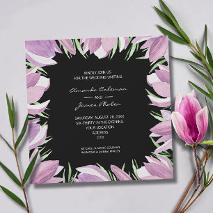 Elegant Purple Magnolias Wedding Invitation