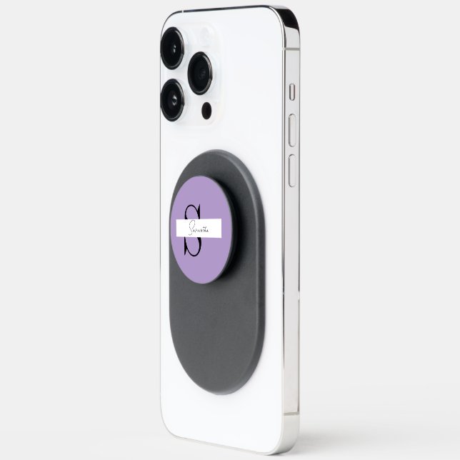 Elegant Purple MagSafe PopGrip with Personalized PopSocket (Left)