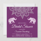 Elegant Purple Mandala Indian Bridal Shower Invitation (Front)