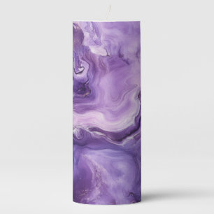 Elegant Purple Marble Pillar Candle