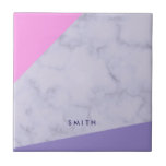 elegant purple marble pink purple color block tile<br><div class="desc">Stylish,  modern and abstract geometric color block design featuring faux marble,  purple and pink color block.</div>