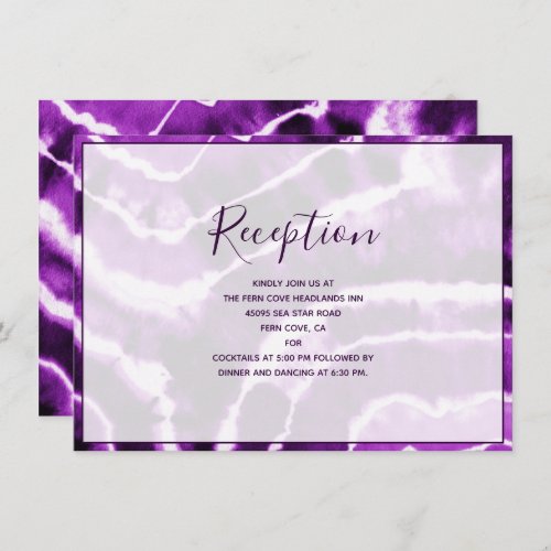 Elegant Purple Marble Tie Dye Wedding Reception Enclosure Card