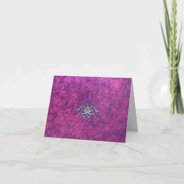 Elegant purple marble with gold medallion center. thank you card (Front)