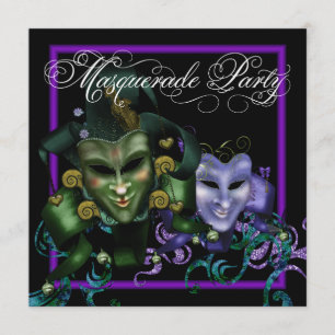 Elegant Purple Masquerade Party Invitations