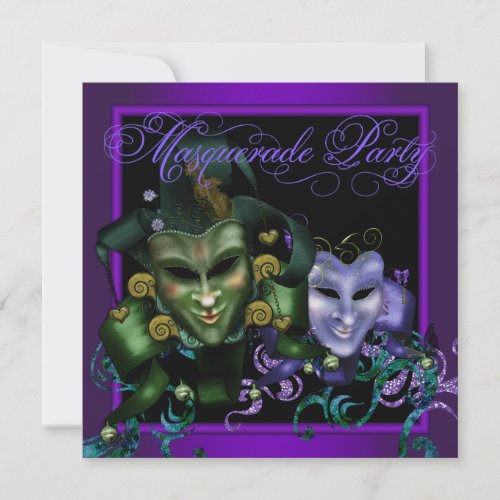 Elegant Purple Masquerade Party Invitations