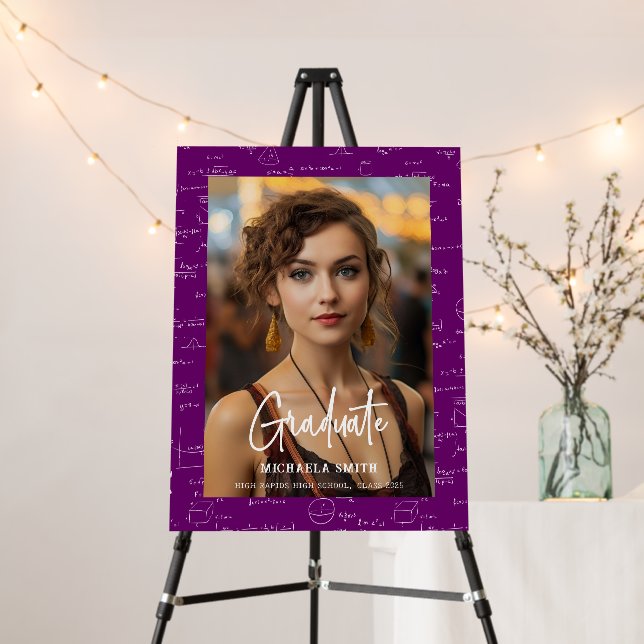 Elegant Purple Math High School Graduate Photo Foam Board (In Situ (Stand))