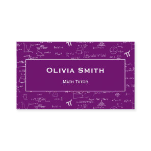 Elegant Purple Math Tutor Teacher Formula Pattern Business Card