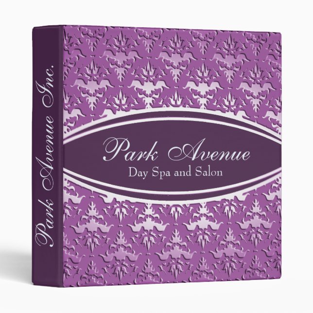 Elegant Purple Mauve Damask Appointment Book Binder (Front/Spine)