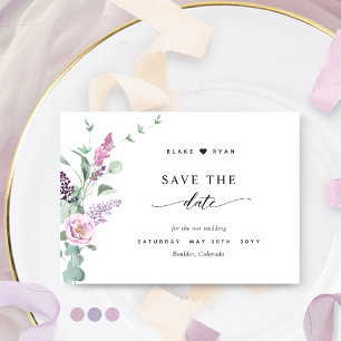 Elegant Purple, Mauve, Pastel Color Wedding Save The Date