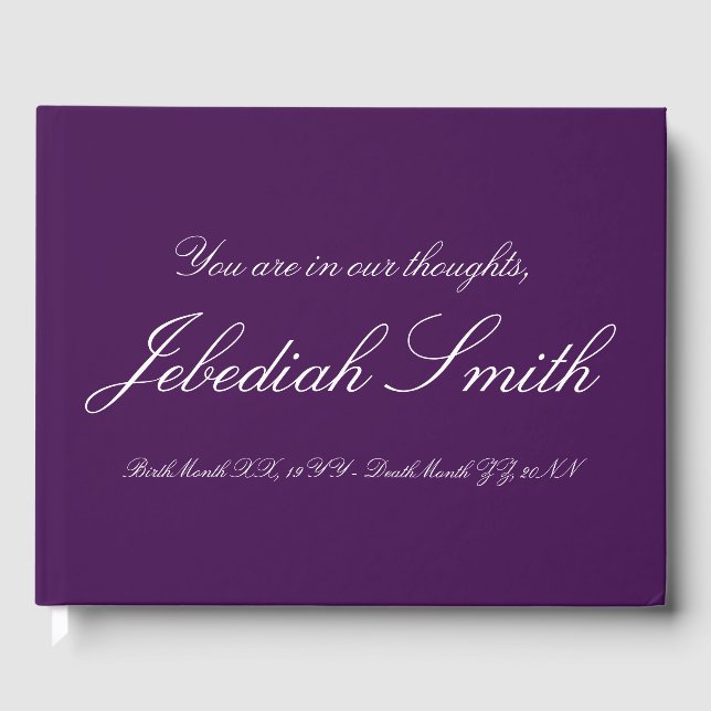 Elegant Purple Memorial Guest Book (Front)